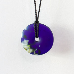 GSM10: Pi disc pendant - cobalt and blossoms