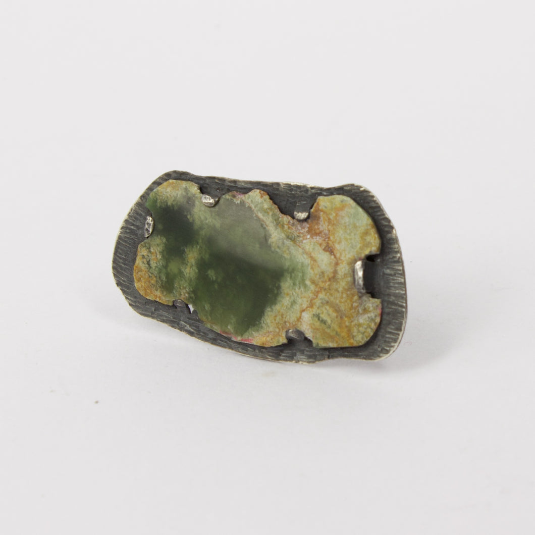 JMR250: Pounamu and recycled sterling silver ring