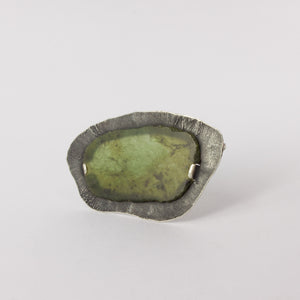 JMR257: Oxidised sterling silver and pounamu brooch