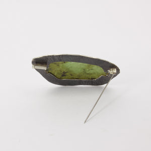 JMR257: Oxidised sterling silver and pounamu brooch