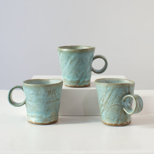 HP Mug: slab formed with blue glaze