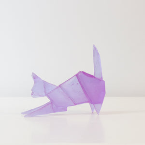 TBA109: Origami cat - lilac (dichroic glass)