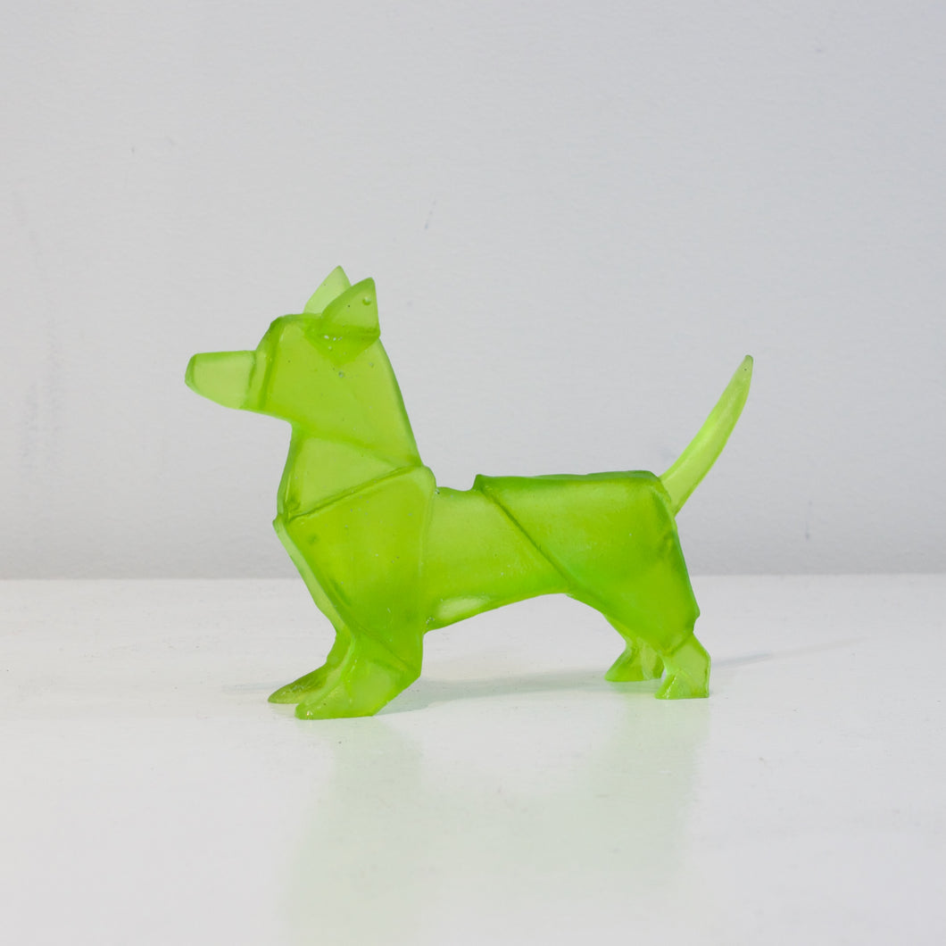 TBA81: Origami terrier dog - lime green